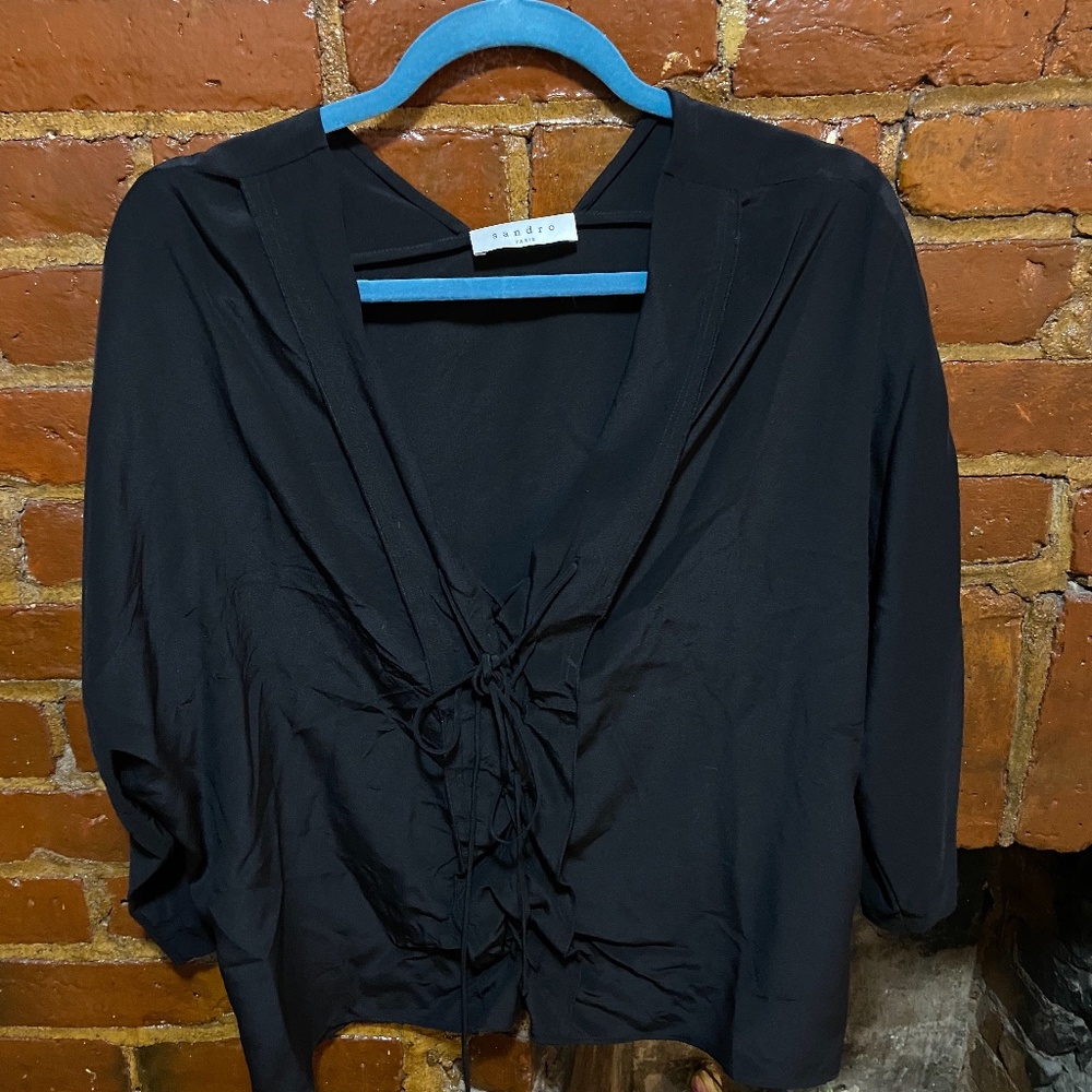 Sandro silk black blouse